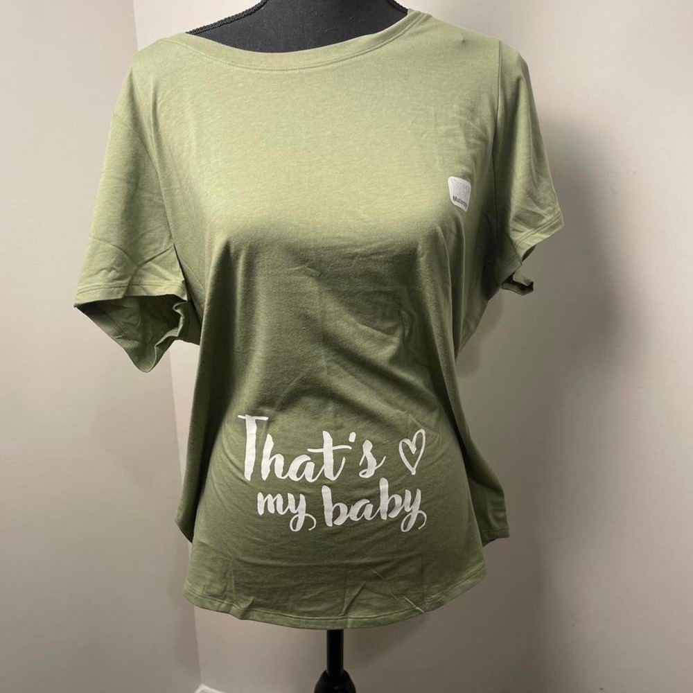Maternity Medium Sage green "That's my baby" cotton T